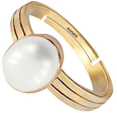 Suruchi Gems & Jewels Pearl (Moti) 4.25 Ratti or 4 Ct Panchdhatu (5 Metal) Men Adjustable Stone Ring