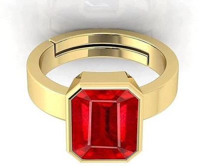 NAVYA GEMS 7.25 Ratti Carat 6.00 Natural Ruby Manik/Manak/Mankiya Gold Plated RingRing Brass Ruby Gold Plated Ring