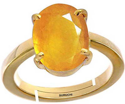 Suruchi Gems & Jewels Yellow Sapphire/Pukhraj 5.25 Ratti or 5 Ct Panchdhatu/5 Metal Women Adjustable Stone Ring