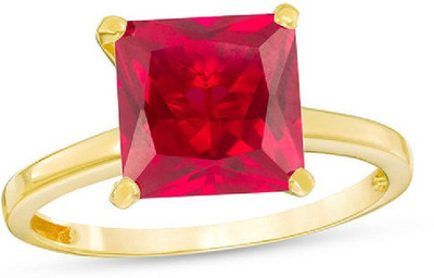 Gemzonite Ruby Ring Certified Manik Astrological Stone Brass Ruby Gold Plated Ring