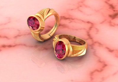 SIDHGEMS SIDHGEMS 8.25 Ratti 7.25 Crt Natural Burma Ruby Manik 925 Sterling Silver Ruby Gold Plated Ring