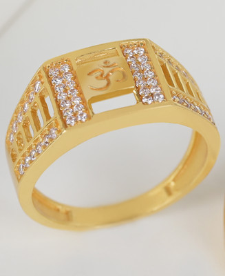 GORASH CREATION Brass Cubic Zirconia Gold Plated Ring