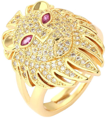 ZIVOM Lion Face Copper Cubic Zirconia Gold Plated Ring