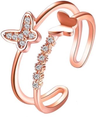STYLE KRAFT Stylish Rose gold Cubic Zirconia Butterfly American diamond Ring for Women Girls Brass, Metal, Alloy, Sterling Silver, Copper Cubic Zirconia Sterling Silver, Platinum Plated Ring