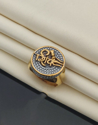 mahi creation Brass, Copper Diamond Gold Plated Ring