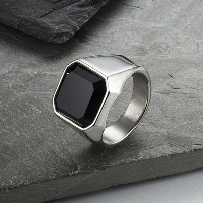 house of common Vedansh Enterprises Stylish Silver Plated Black Onyx Ring Alloy Onyx Sterling Silver Plated Ring