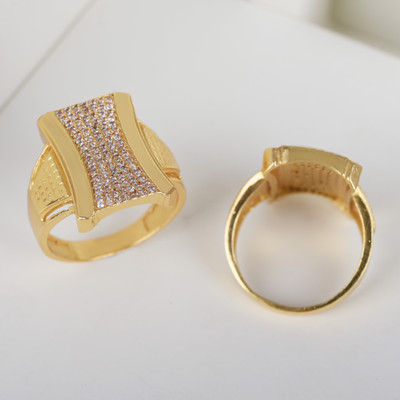 GORASH CREATION Alloy Cubic Zirconia Gold Plated Ring