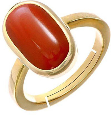 Vanishree World Coral Ring with Natural & Certified Moonga Astrological Stone For Men & Women Metal Coral Gold Plated Ring