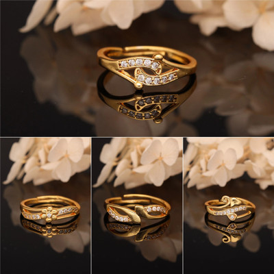 Dressberry Brass Diamond Gold Plated Ring Set