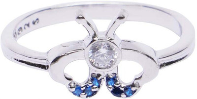 uncle jewels Handcrafted Butterfly Charm Zircon Ring Sterling Silver Zircon Rhodium Plated Ring