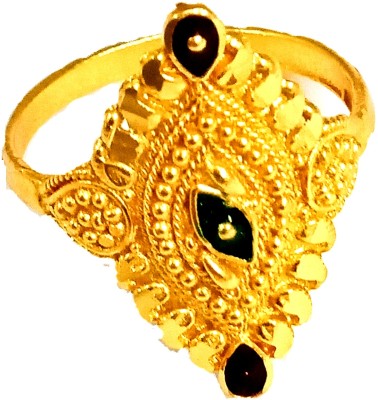 Nawab Collection Gold-Plated Trendy Mina Work Gold Tone Beautiful Ring For Women Alloy Gold Plated Ring