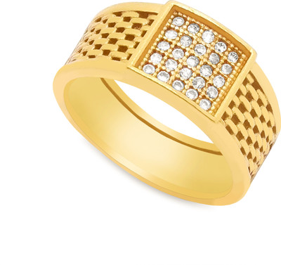 Pandadi Collection Stylish Brass Diamond Gold Plated Ring Brass Diamond Gold Plated Ring