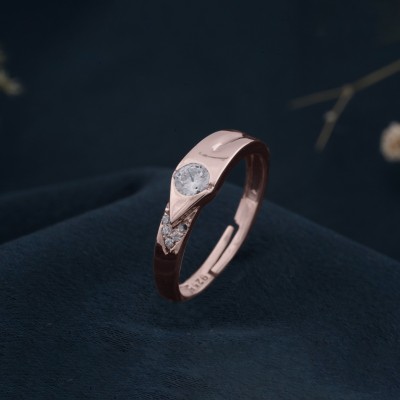 ZALKARI Pure 925 Silver Ring For Women's & Girls Rose Gold Plated Sterling Silver Cubic Zirconia Rhodium Plated Ring