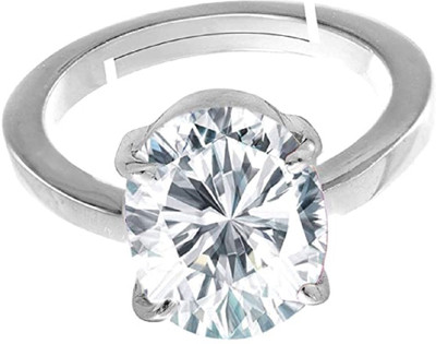 Gemzonite beautiful American Diamond Zircon/Zirconia Stone Pendant For Women & Men Brass Zircon Silver Plated Ring