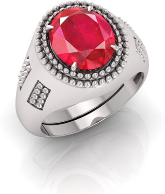 TODANI JEMS 14.25 Ratti Ruby Gemstone Adjustable Ring With Lab CertificateFD Stone Ruby Silver Plated Ring