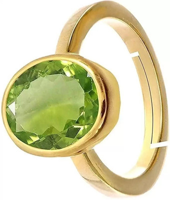 RSPR Certified (Special Quality) Natural Green Peridot Ring Gemstone by Lab Certified Brass Peridot Gold Plated Ring