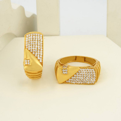 mahi creation Alloy Diamond Gold Plated Ring