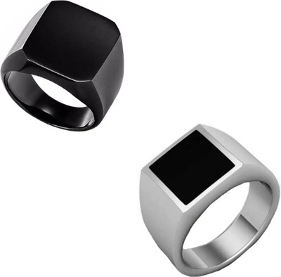 Neerajyoti Square ad ring combo set Alloy Silver Plated Ring Set
