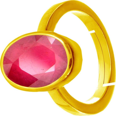 Gemzonite Ruby / Manik Ring with natural ruby gemstone certified ruby ston ring Metal Ruby Gold Plated Ring