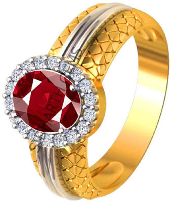 SIDHGEMS 10.25 Ratti 9.25 Carat Natural Ruby Stone Manik Ring Brass Ruby Gold Plated Ring