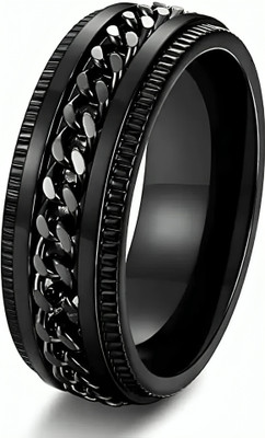 Krullers Stainless Steel Rotatable Black Chain Ring: Sle ek & Functional | Shop now Stainless Steel Titanium Plated Ring