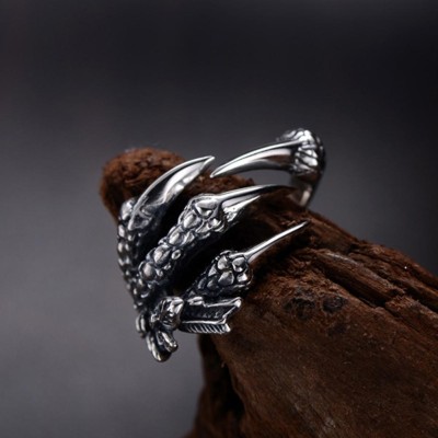 Syfer Dragon Claw Ring, Dragon ring, Dragon ring for boy and Girl Stainless Steel Silver Plated Ring