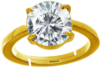 Suruchi Gems & Jewels Zircon/American Diamond 6.25 Ratti or 5.5 Ct Panchdhatu/5 metal Men Adjustable Stone Gold Plated Ring
