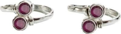 jsaj FRONT OPEN RUBY STONE TOERING CHUTKI BICHIYA Sterling Silver 999 Silver Plated Toe Ring