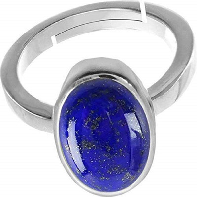 kirti sales 15.25 Ratti Lapis Lazuli Natural Brass Lapis Lazuli Silver Plated Ring