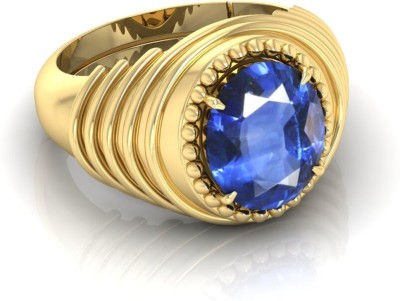 Pranjal Gems 7.25 Ratti Neelam Gemstone Adjustable Ring With Lab CertificatePA Crystal Sapphire Rhodium Plated Ring