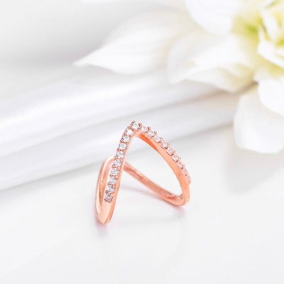 ZAVYA Regal Rose Rose Gold Plated 925 Sterling Silver Women's Ring Sterling Silver Cubic Zirconia Sterling Silver Plated Ring