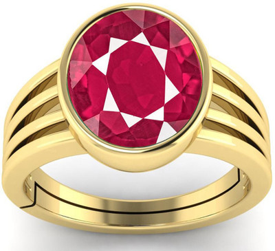 Gemzonite 10.00 Ratti/9.00 Carat Natural Ruby(manik) Gemstone Ring For Women And Men Metal Gold Plated Ring