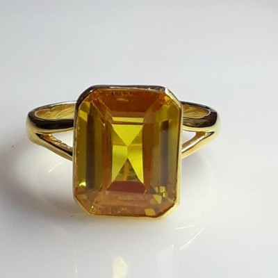 Ceylonmine01 Yellow sapphire stone ring gold plated for men & women ring Alloy Sapphire Gold Plated Ring