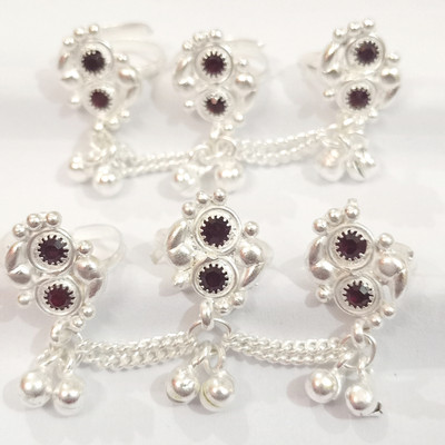 Siya Creation Handmadehiya Desi Chain Bichhiya Toe Ring For Women. Alloy Sterling Silver Plated Toe Ring Set