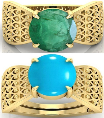 BHAIRAW GEMS Ratti Stone Adjustable Ring for Men & Women Stone Emerald, Turquoise Ring
