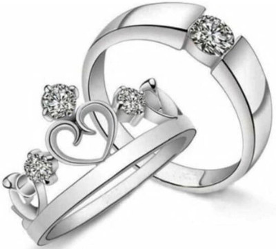 Inori Brass, Stainless Steel, Copper, Brass Cubic Zirconia Rhodium, Silver, Titanium Plated Ring Set