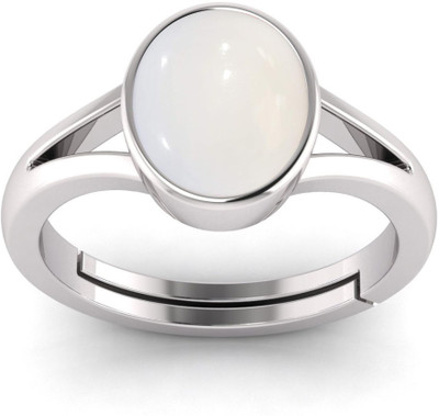 Pranjal Gems Alloy Opal Sterling Silver Plated Ring