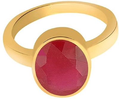 Sidharth Gems 7.25 Ratti 6.00 Carat Natural Ruby Stone Manik Ring Brass Ruby Gold Plated Ring