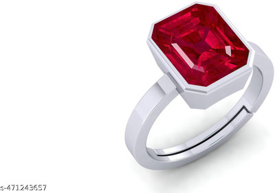 VishvMa 5.25 Ratti Burma Ruby Manik Gemstone Ring A1 Quality Stone Ruby Brass Plated Ring