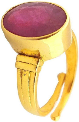 Gemzonite Panchdhatu Ruby Manik Stone Ring Ring For Men's / Women's Brass Ruby Gold Plated Ring
