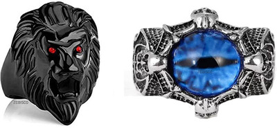 Diivine Hindu black lion ring Dragon Eye Ring for Men and Women Adjustable Ring Blue Stone, Stainless Steel Ring