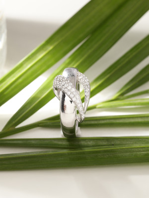 DIAVO Dazzling Krystalz Silver Ring Sterling Silver Cubic Zirconia Sterling Silver Plated Ring