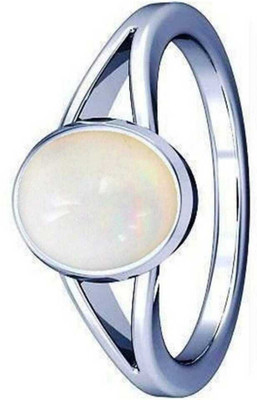 Gemzonite Original & Certified 6.50 ratti Opal stone Ring for Astrological Purposes... Alloy Opal Silver Plated Ring