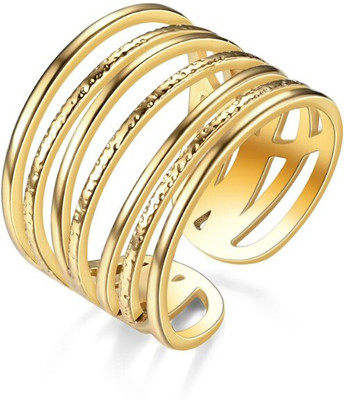 BLINGEE Rings for Women Girls Anti Tarnish Waterproof w/ Box Daily Wear Adjustable Open Stainless Steel Gold Plated Ring