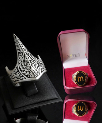 Syfer Ertugrul Ghazi Ring for boys and Mens Turkish ring (Combo pack) Stainless Steel Silver Plated Ring