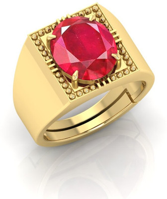 Pranjal Gems Stone Ruby Gold Plated Ring