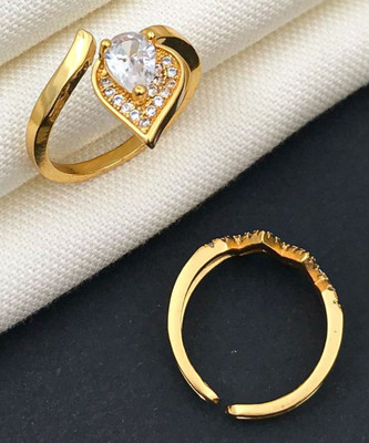 mahi creation Free Size wedding Diamond Gold Ring for Women And Girls Alloy, Copper Cubic Zirconia Gold Plated Ring