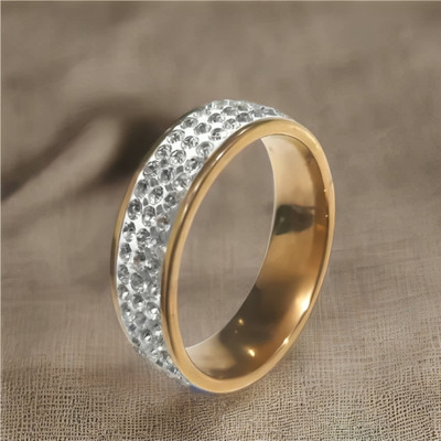 Krullers Studded Gold Plated Limited Edition Gold Finger Ring Stainless Steel Gold Plated Ring
