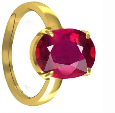 Gemzonite Metal Ruby Gold Plated Ring