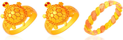 Dynamic Retail Global Set of 3 Ring for Men, Yellow-Multicolor Alloy Ring